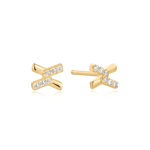 Ania Haie Gold Cross CZ Studs