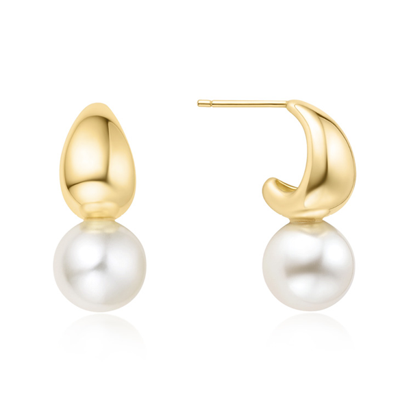 Ania Haie Gold Pearl Dome Hoop Earrings
