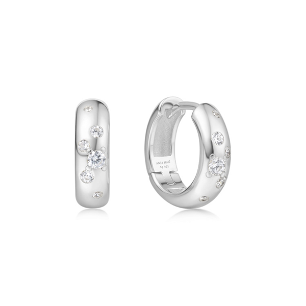 Ania Haie Silver Small Chubby Sparkling Huggie Hoop Earrings