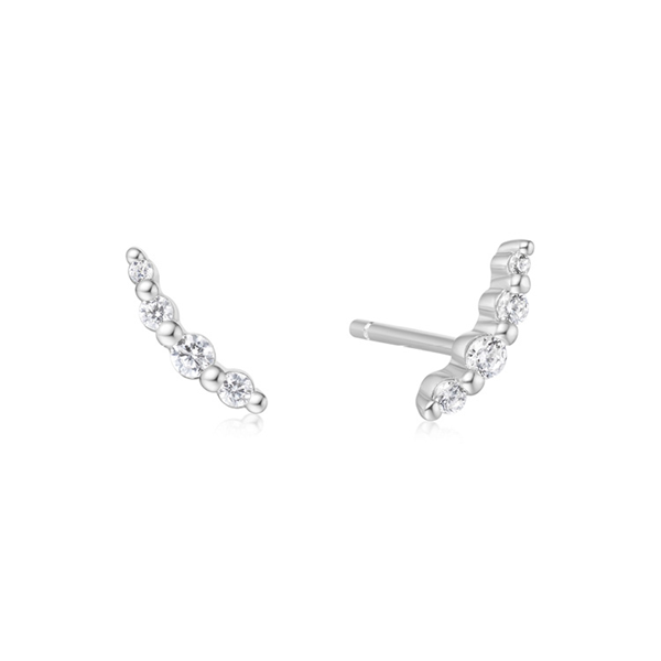 Ania Haie Silver Bezel Beaded Stone Stud Earrings
