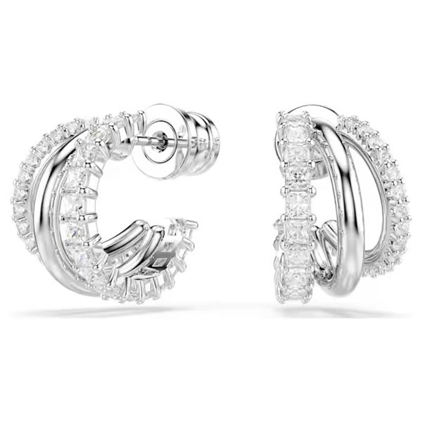 Swarovski Hyperbola hoop earrings Round cut, Mini, White, Rhodium plated 5737110
