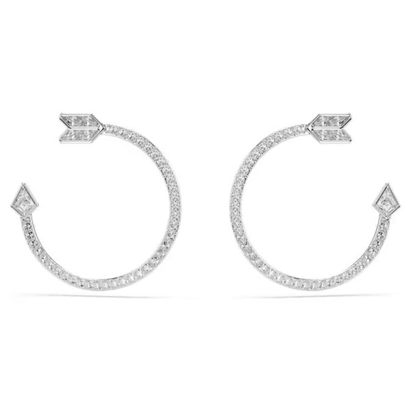 Swarovski Idyllia hoop earrings Mixed cuts, Arrow, White, Rhodium plated 5741522