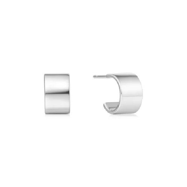 Ania Haie Silver Flat Small Huggie Hoop Earrings