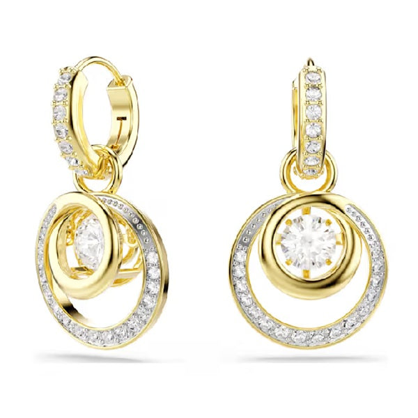Swarovski Hyperbola drop earrings Round cut, White, Gold-tone plated 5738249