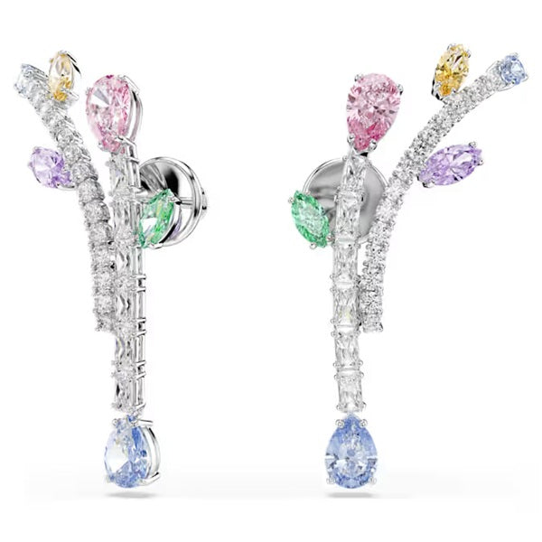 Swarovski Ariana Grande drop earrings, Mixed cuts, Multicolored, Rhodium plated 5737426