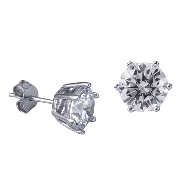Sterling Silver 8mm Round 6 Claw CZ Stud