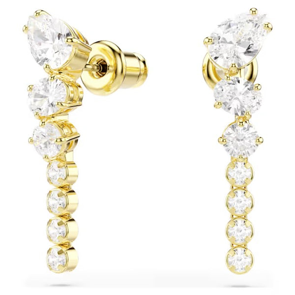 Swarovski Mesmera drop earrings Mixed cuts, White, 18K gold finish 5747936