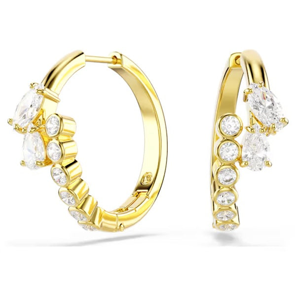 Swarovski Mesmera hoop earrings Mixed cuts, White, 18K gold finish 5761975