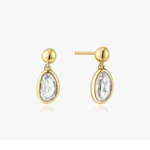 Ania Haie Gold Bezel Organic Pebble Dangle Stud Earrings