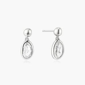 Ania Haie Silver Bezel Organic Pebble Dangle Stud Earrings