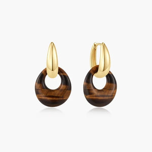 Ania Haie Gold Hollow Tiger's Eye Organic Pebble Drop Earrings