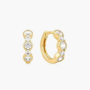 Ania Haie Gold Alternating Half-Bezel Huggie Hoop Earrings