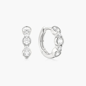 Ania Haie Silver Alternating Half-Bezel Huggie Hoop Earrings