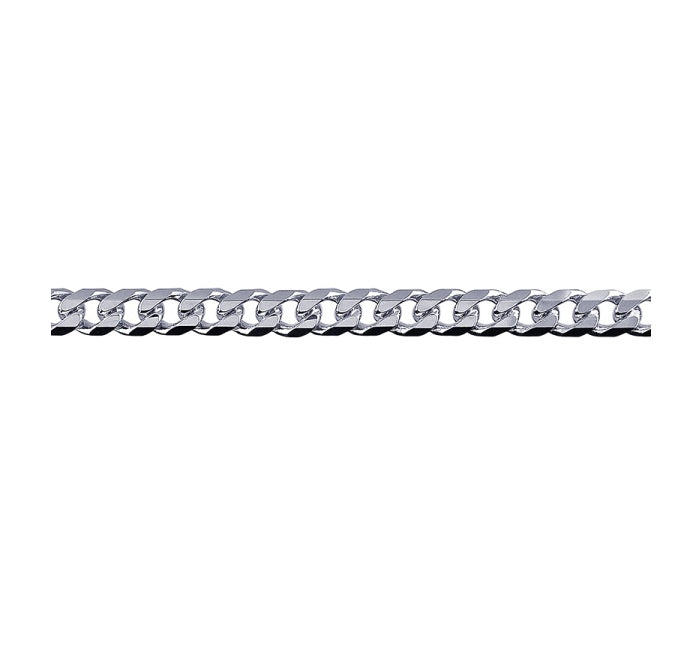 Sterling Silver Bevelled Diamond-Cut Curb Chain Necklace – 60cm