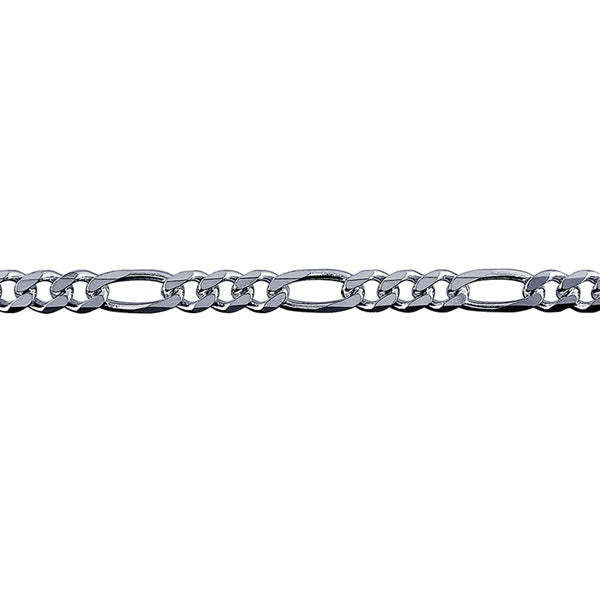 Sterling Silver Bevelled Diamond Cut Figaro Chain 55CM